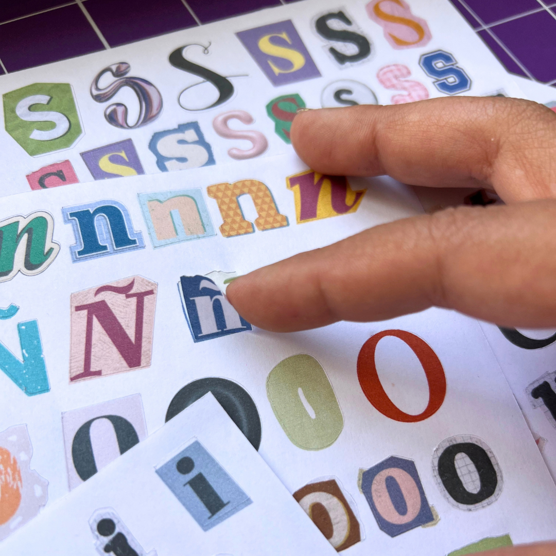 Plantilla de stickers abecedario