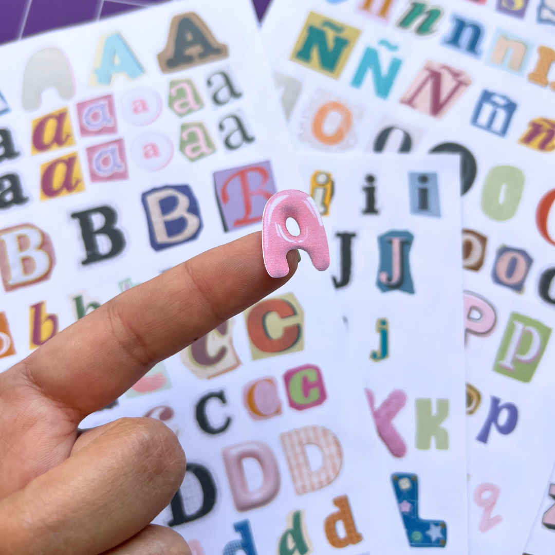 Plantilla de stickers abecedario