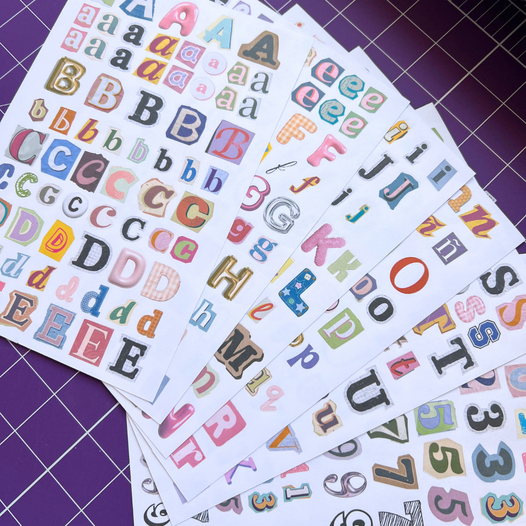 Plantilla de stickers abecedario