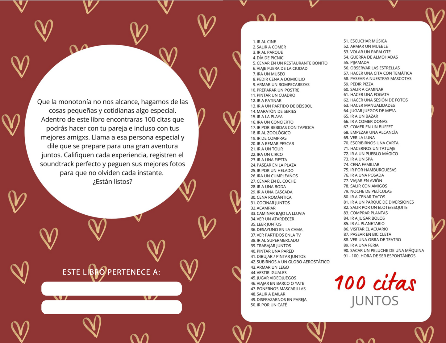  Nuestras 100 Citas Juntos En Pareja - Libro de